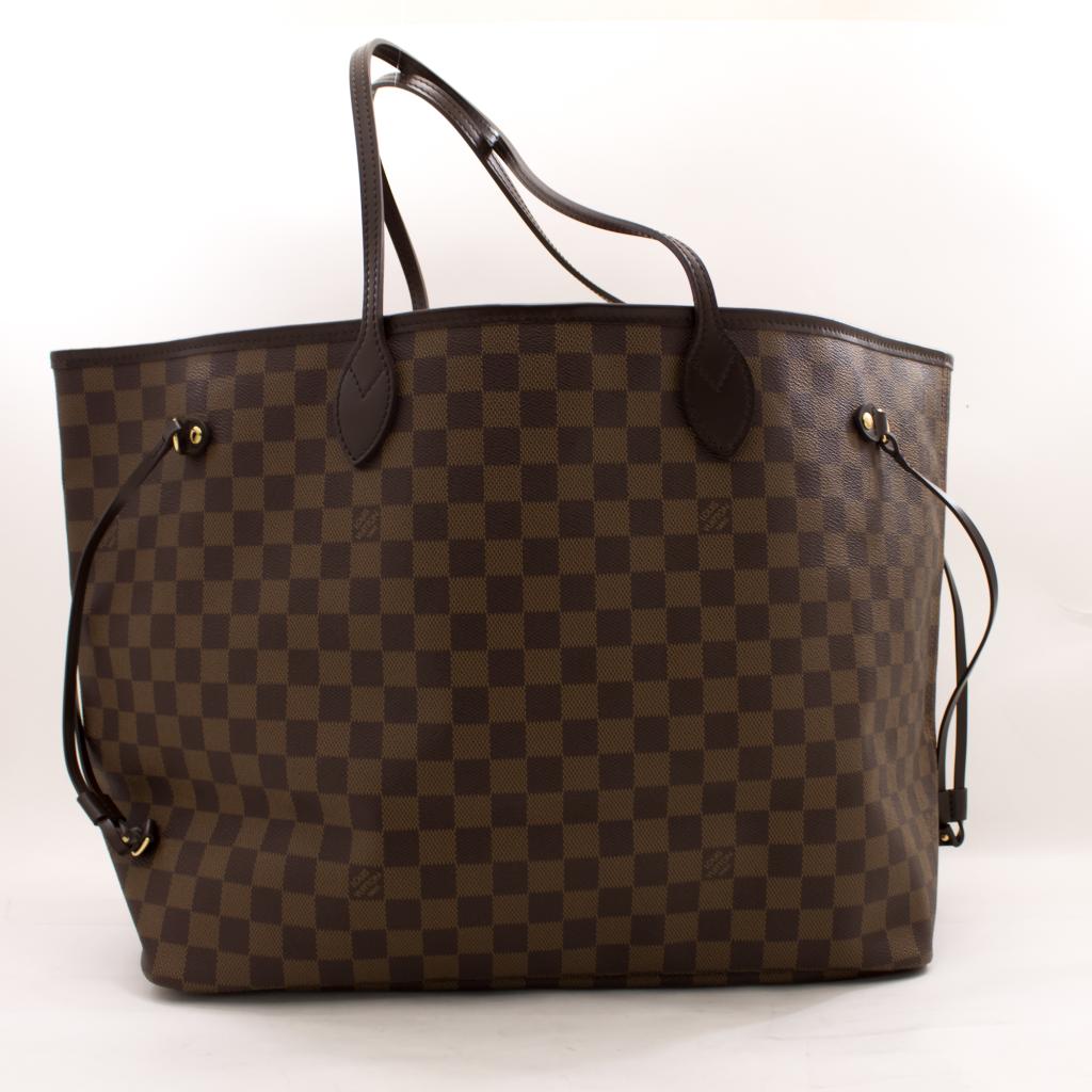 Louis Vuitton Damier Ebene Neverfull GM Shoulder Bag Canvas Large y51 | eBay