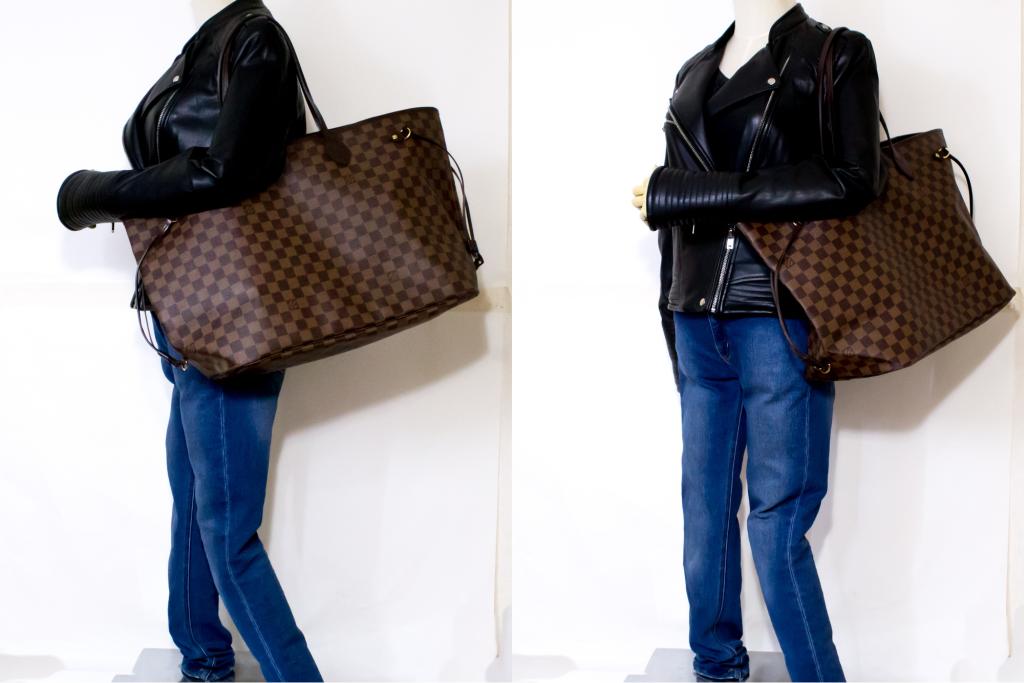 Louis Vuitton Damier Ebene Neverfull GM Shoulder Bag Canvas Large y51 | eBay
